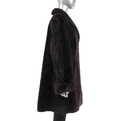 Women's Purple Sheared Beaver Fur Coat - Luxury Fur Outerwear