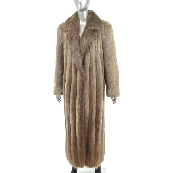 Women's Blonde Beaver Fur Coat - Luxury Winter Outerwear