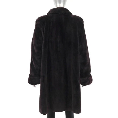 Women's Purple Sheared Beaver Fur Coat - Luxury Fur Outerwear