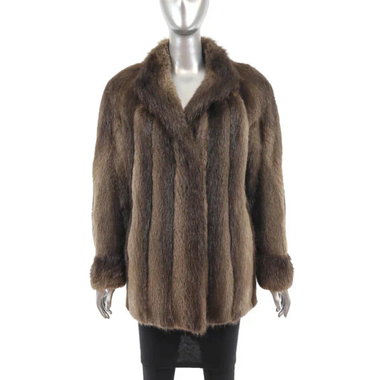 Women's Brown Beaver Fur Jacket - Luxury Winter Outerwear