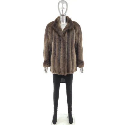 Women's Brown Beaver Fur Jacket - Luxury Winter Outerwear