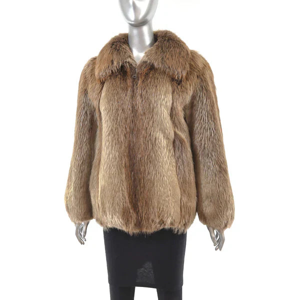 Women's Blonde Beaver Fur Jacket - Luxury Winter Outerwear