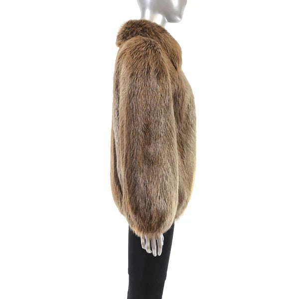 Women's Blonde Beaver Fur Jacket - Luxury Winter Outerwear