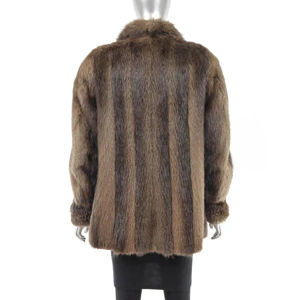 Women's Brown Beaver Fur Jacket - Luxury Winter Outerwear