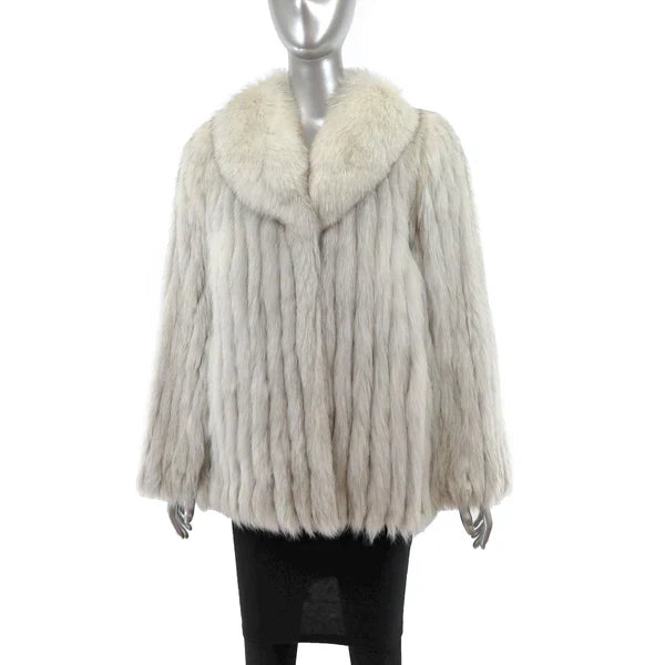 Women's Blue Fox Fur Jacket - Luxury Outerwear