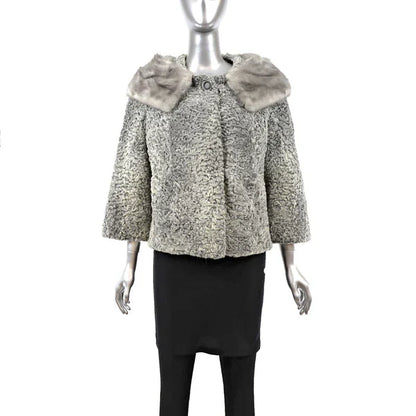 Women's Mink Collar with Persian Lamb Jacket - Gift For Her