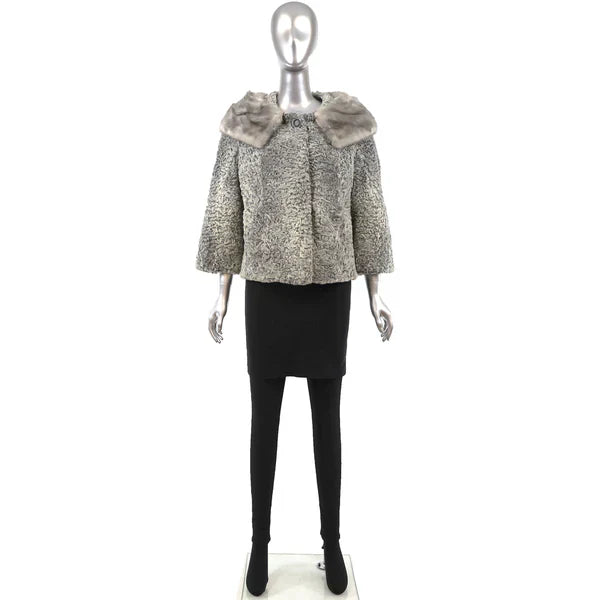 Women's Mink Collar with Persian Lamb Jacket - Gift For Her