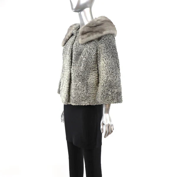 Women's Mink Collar with Persian Lamb Jacket - Gift For Her