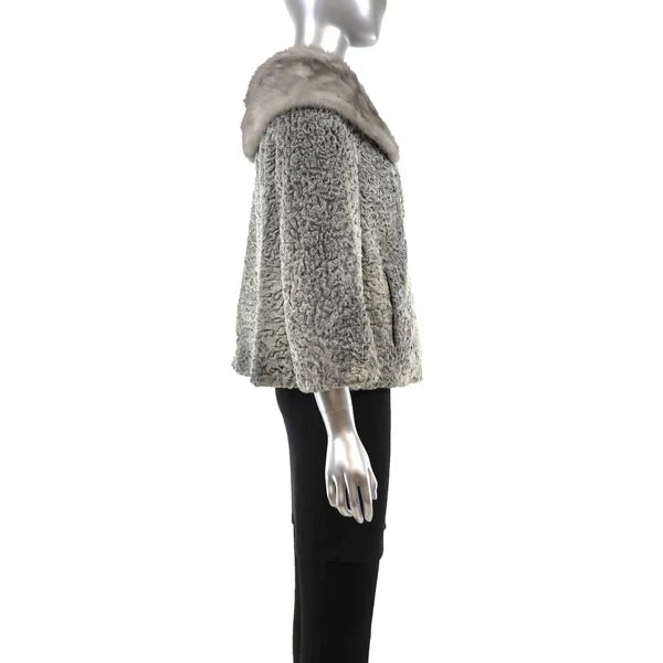 Women's Mink Collar with Persian Lamb Jacket - Gift For Her