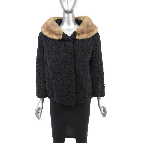 Mink Collar With Persian Lamb Fur Jacket