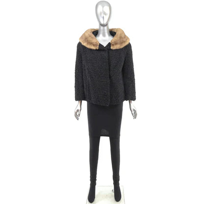 Mink Collar With Persian Lamb Fur Jacket