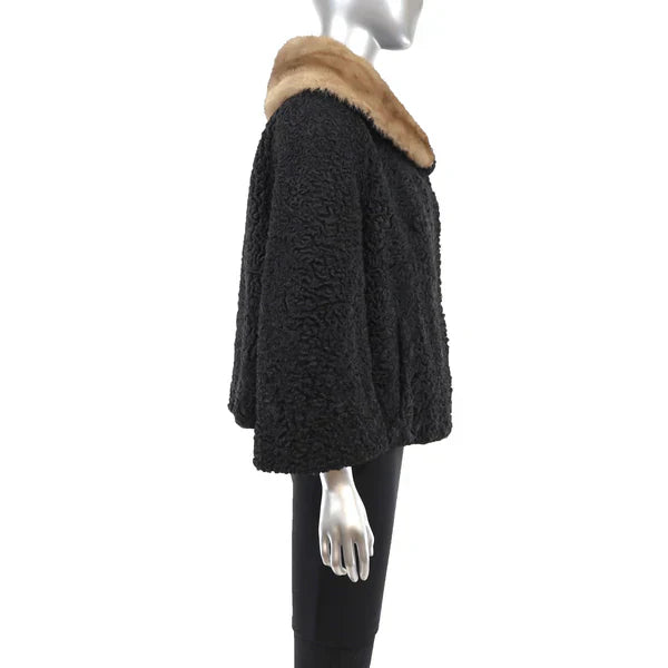 Mink Collar With Persian Lamb Fur Jacket