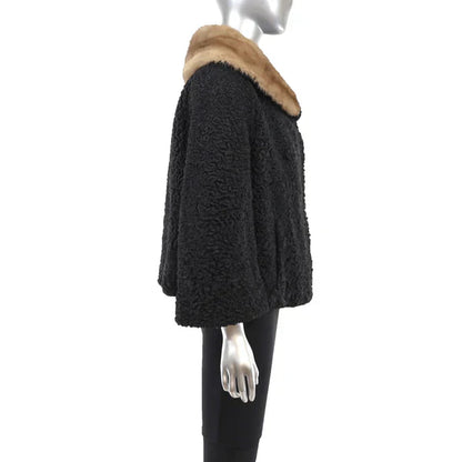 Mink Collar With Persian Lamb Fur Jacket