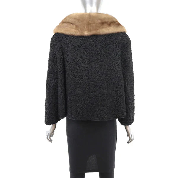 Mink Collar With Persian Lamb Fur Jacket