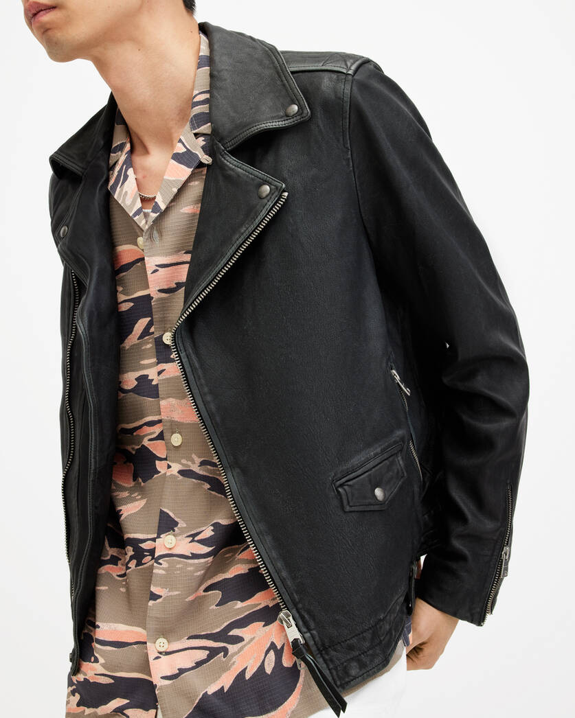 Rosser Cropped Leather Biker Jacket