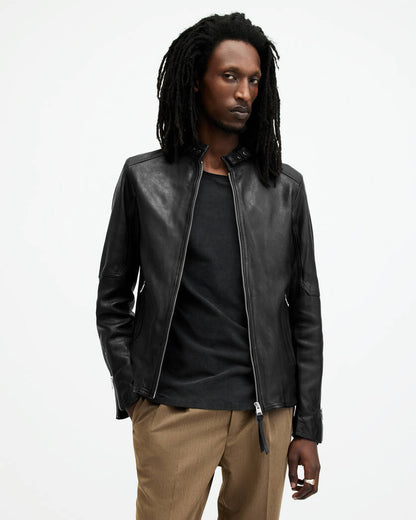 Cora Leather Snap Collar Jacket