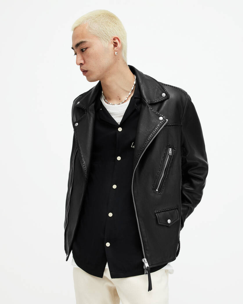 Warner Relaxed Fit Leather Biker Jacket