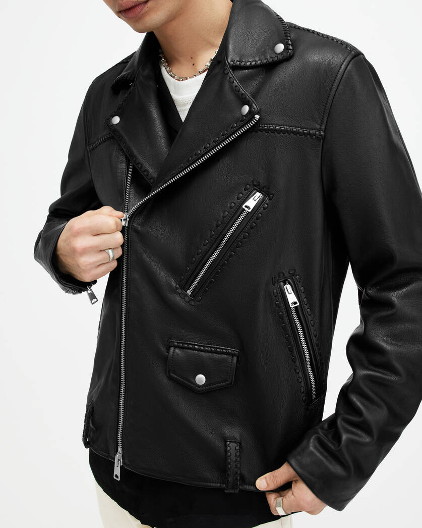 Warner Relaxed Fit Leather Biker Jacket