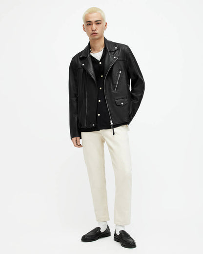 Warner Relaxed Fit Leather Biker Jacket