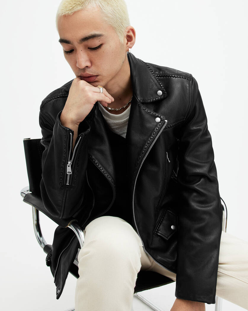 Warner Relaxed Fit Leather Biker Jacket