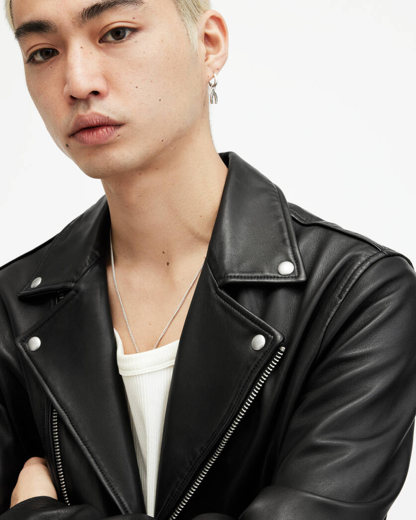 Milo Asymmetric Zip Leather Biker Jacket