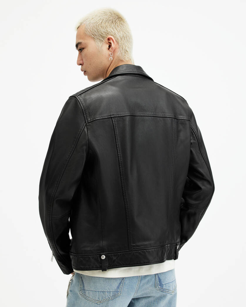 Milo Asymmetric Zip Leather Biker Jacket