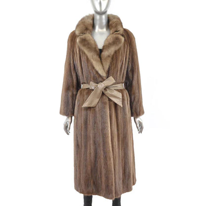 Women's Lunaraine Mink Fur Coat with Sable Collar - Luxury Fur Outerwear