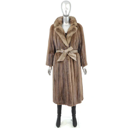 Women's Lunaraine Mink Fur Coat with Sable Collar - Luxury Fur Outerwear