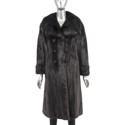 Mahogany Mink Fur Coat with Sable Collar | Luxury Women's Furs