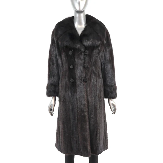 Mahogany Mink Fur Coat with Sable Collar | Luxury Women's Furs