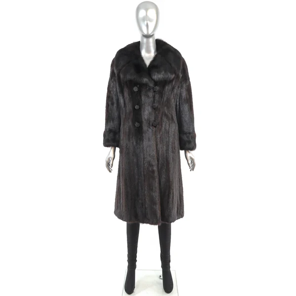 Mahogany Mink Fur Coat with Sable Collar | Luxury Women's Furs