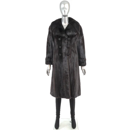 Mahogany Mink Fur Coat with Sable Collar | Luxury Women's Furs