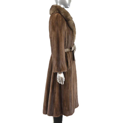 Women's Lunaraine Mink Fur Coat with Sable Collar - Luxury Fur Outerwear