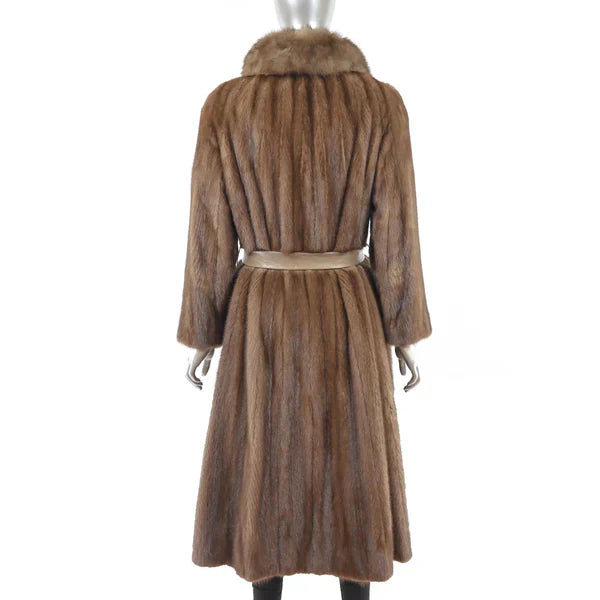 Women's Lunaraine Mink Fur Coat with Sable Collar - Luxury Fur Outerwear