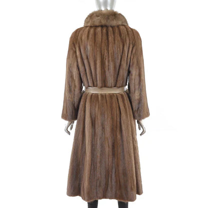 Women's Lunaraine Mink Fur Coat with Sable Collar - Luxury Fur Outerwear