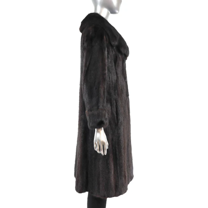 Mahogany Mink Fur Coat with Sable Collar | Luxury Women's Furs