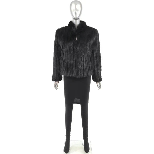 Black Corded Mink Fur Jacket - Gift For Her