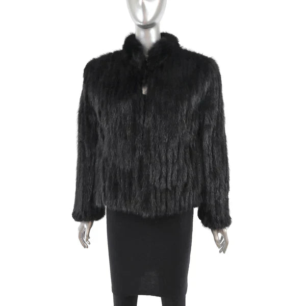 Black Corded Mink Fur Jacket - Gift For Her