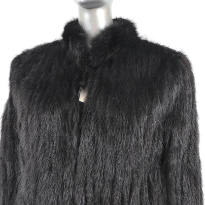 Black Corded Mink Fur Jacket - Gift For Her