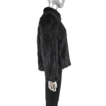 Black Corded Mink Fur Jacket - Gift For Her