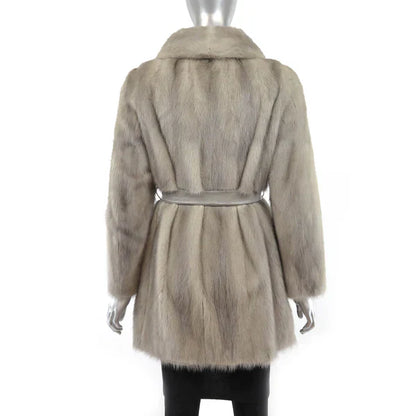 Grey Mink Coat With Stroller - Gift For Her.