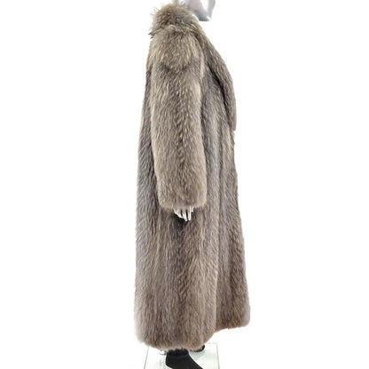 Women's Silver Fox Fur Winter Coat - Luxurious Outerwear