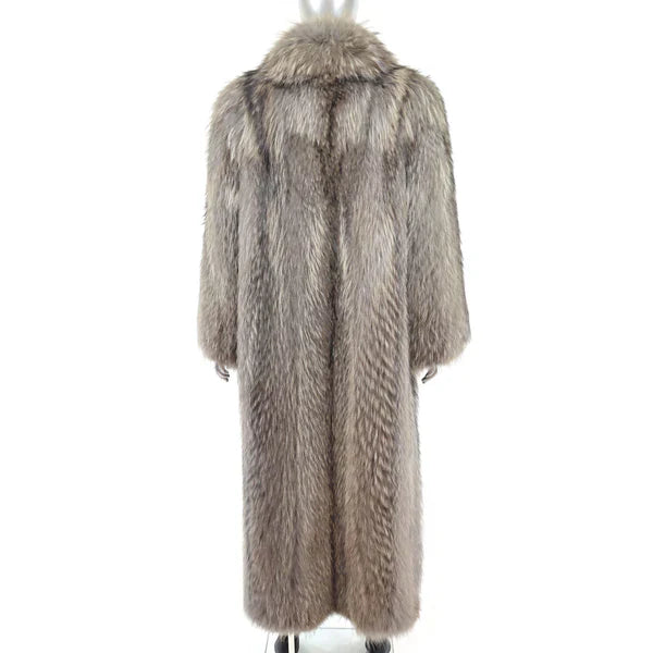 Women's Silver Fox Fur Winter Coat - Luxurious Outerwear