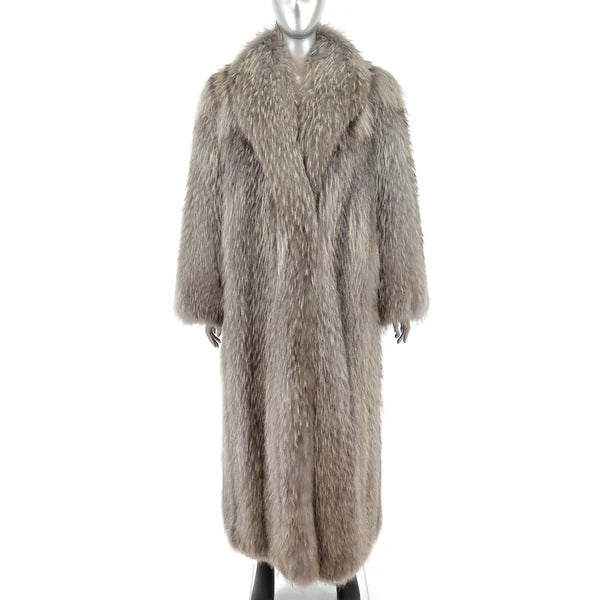 Women's Silver Fox Fur Winter Coat - Luxurious Outerwear