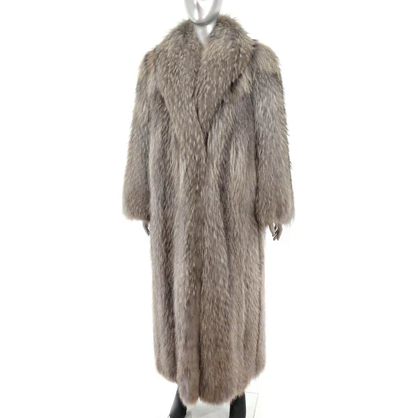 Women's Silver Fox Fur Winter Coat - Luxurious Outerwear