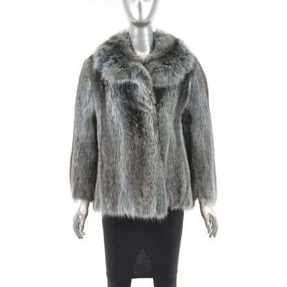 Women's Grey Raccoon Fur Jacket - Luxury Winter Outerwear