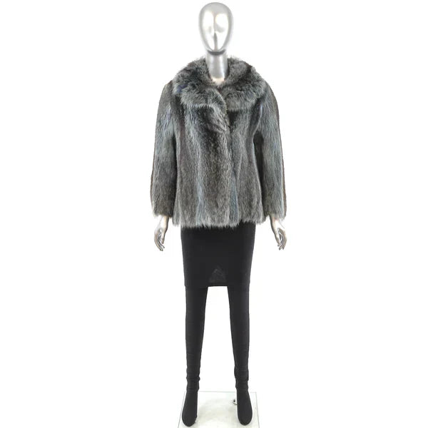 Women's Grey Raccoon Fur Jacket - Luxury Winter Outerwear