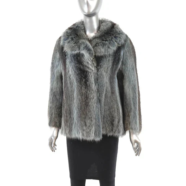 Women's Grey Raccoon Fur Jacket - Luxury Winter Outerwear