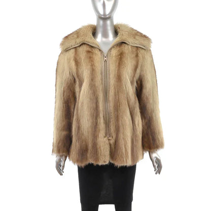 Blonde Raccoon Fur Jacket - Women's Fur Coats