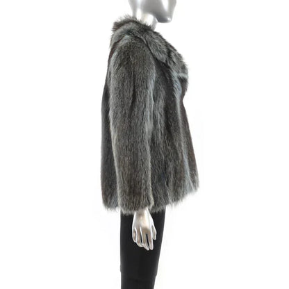 Women's Grey Raccoon Fur Jacket - Luxury Winter Outerwear